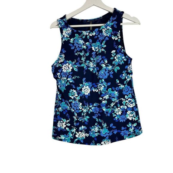 Lands End Womens High Neck Tankini Top size 12 Blue Floral - Picture 1 of 5